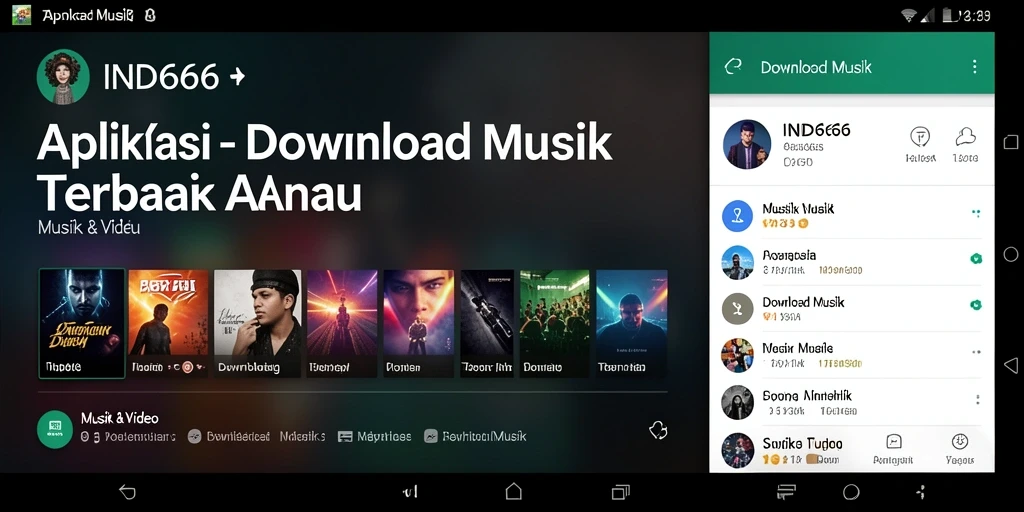 Antarmuka aplikasi IND666 yang menarik untuk Download Musik.
