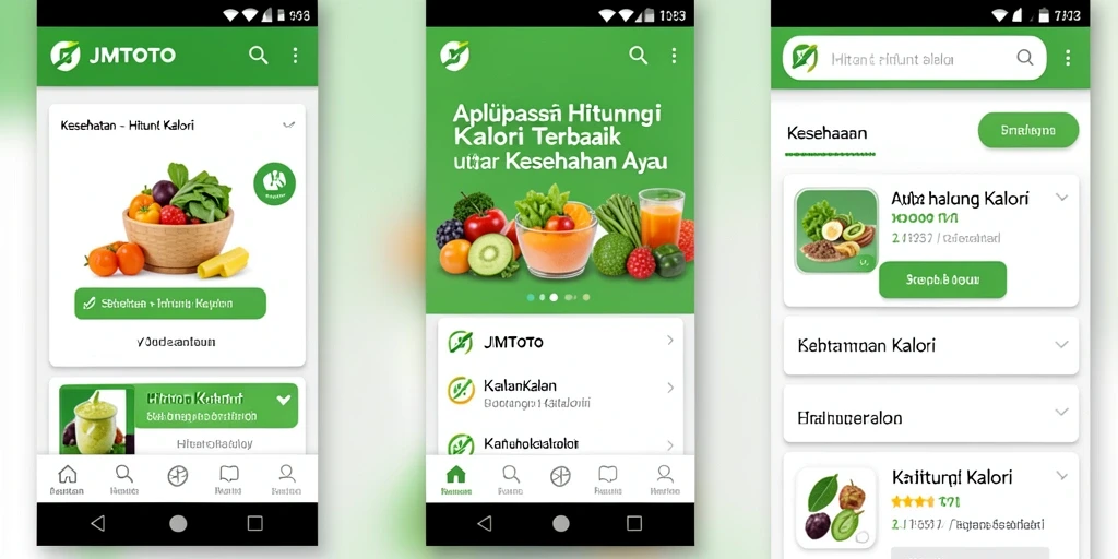 Tampilan antarmuka aplikasi JMTOTO dengan fitur Hitung Kalori.