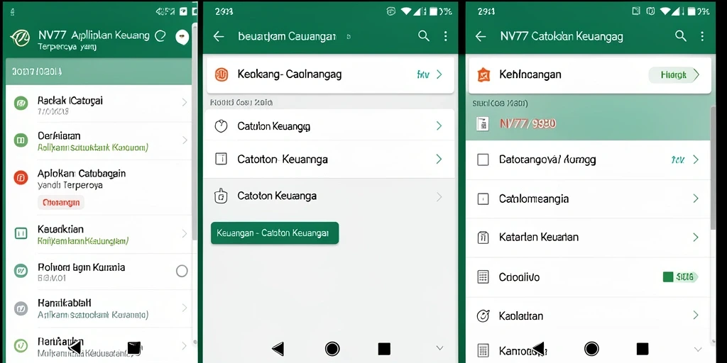 Tampilan antarmuka NV77 yang jelas dan fungsional untuk Catatan Keuangan.