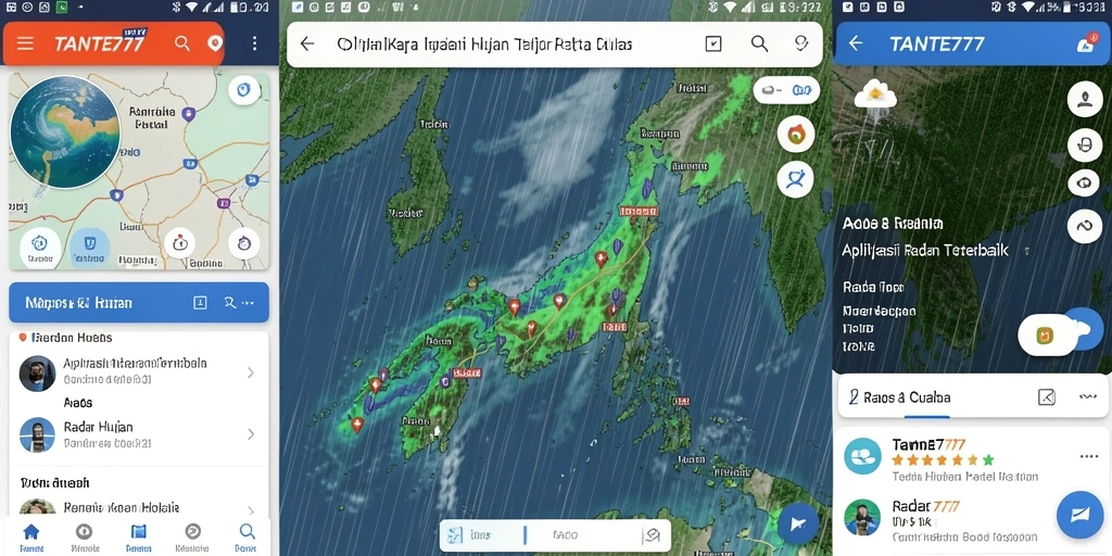 Tampilan antarmuka aplikasi TANTE777 dengan fitur Radar Hujan yang menarik.