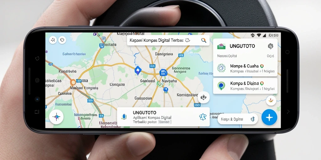 Tampilan antarmuka kompas digital UNGUTOTO yang sederhana dan informatif.