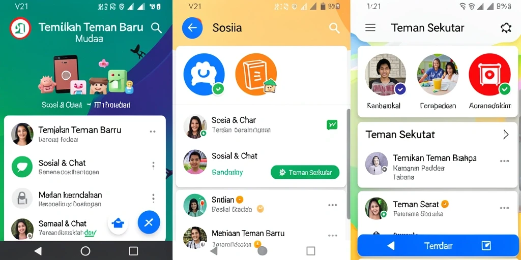 Tampilan antarmuka V21 yang menarik dan mudah digunakan untuk mencari teman.